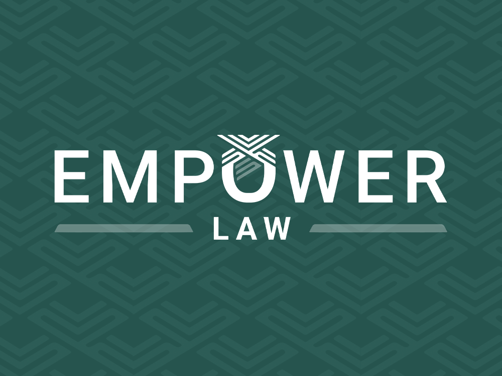 Legal brand design - Empower Law brand green-patterned